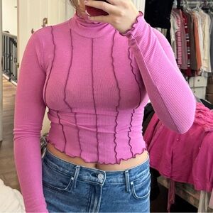 Urban Outfitters Pink Fitted Ribbed Blouse